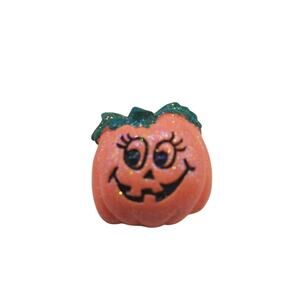 Jack O' Lantern Orange Pumpkin Hand Painted Brooch Halloween Pin Fall Autumn